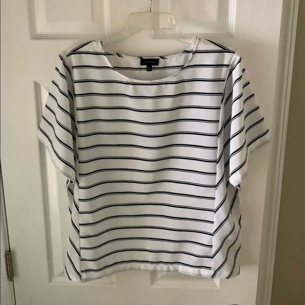 The Limited Women’s Short Sleeve Top Striped Black & White Size L